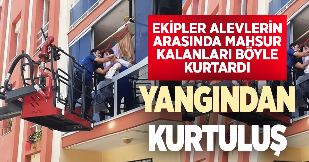 Yanan binada mahsur kalanları ekipler kurtardı